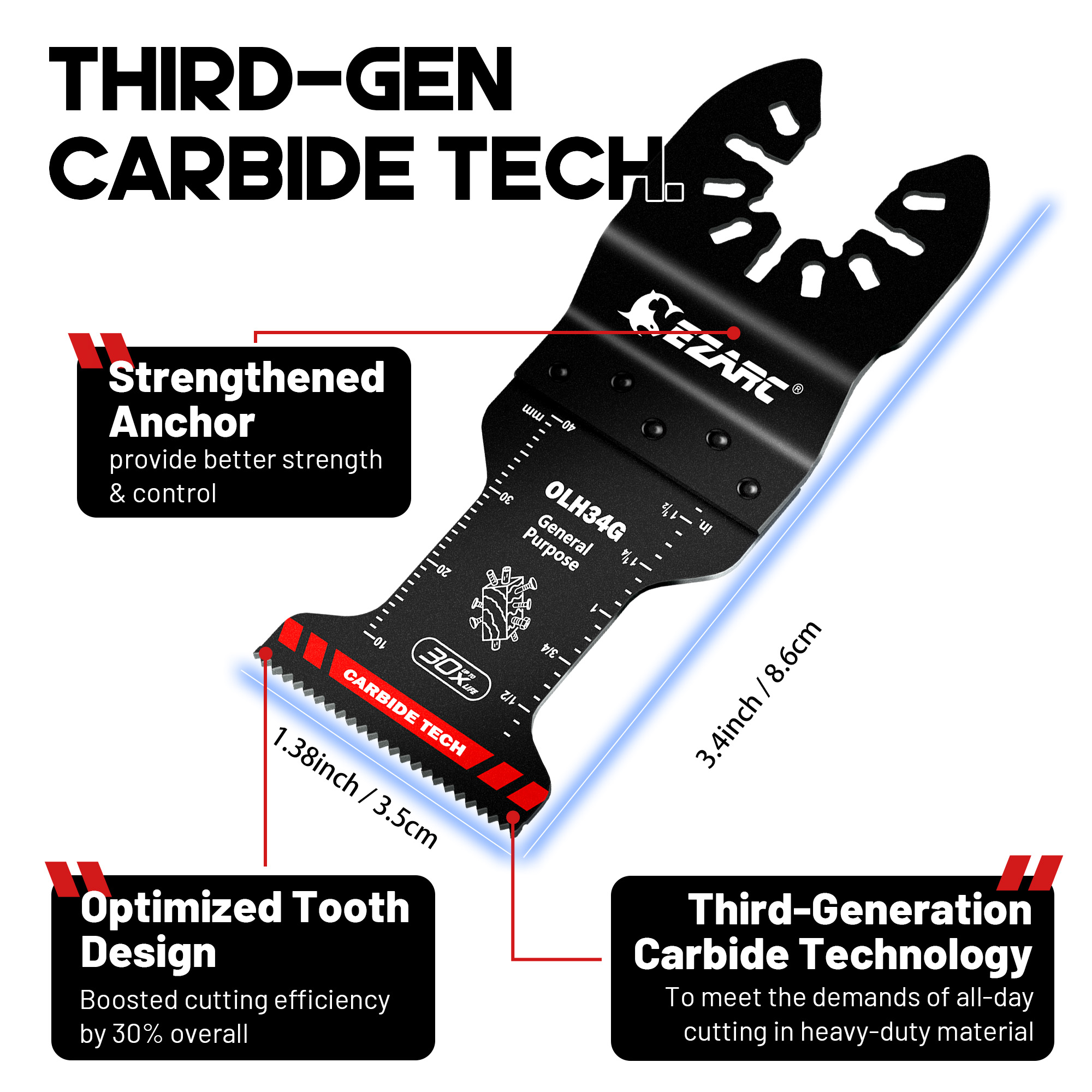 Hojas de sierra oscilantes de carburo Hojas multiherramienta de uso general Liberación rápida para clavos de metal Madera Plâtre Pared seca PVC