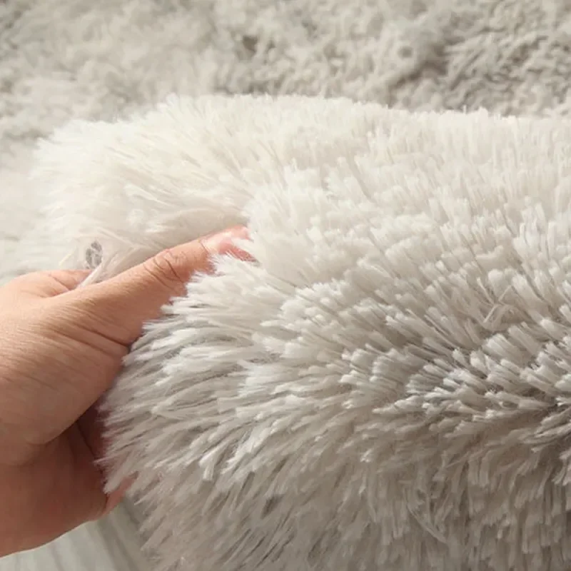 Super Soft Plush รอบพรมพรมปุยสีขาวพรมสําหรับห้องนั่งเล่นตกแต่งบ้านห้องนอนเด็กตกแต่งห้อง Salon หนาพรมกอง