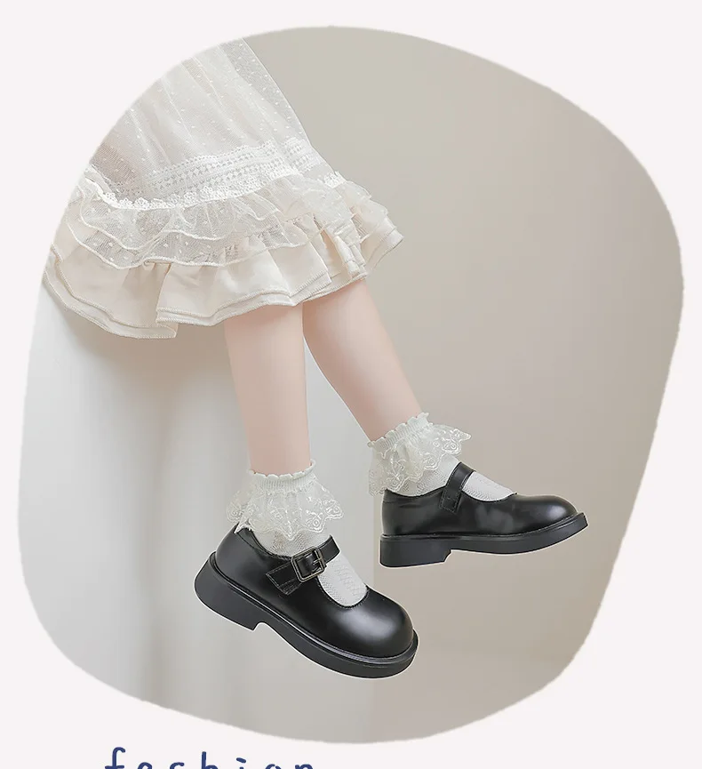 Calcetines de encaje para niños de ballet, calcetines de algodón para niñas, calcetines cortos finos de princesa de encaje japonés de verano, danza blanca para bebés