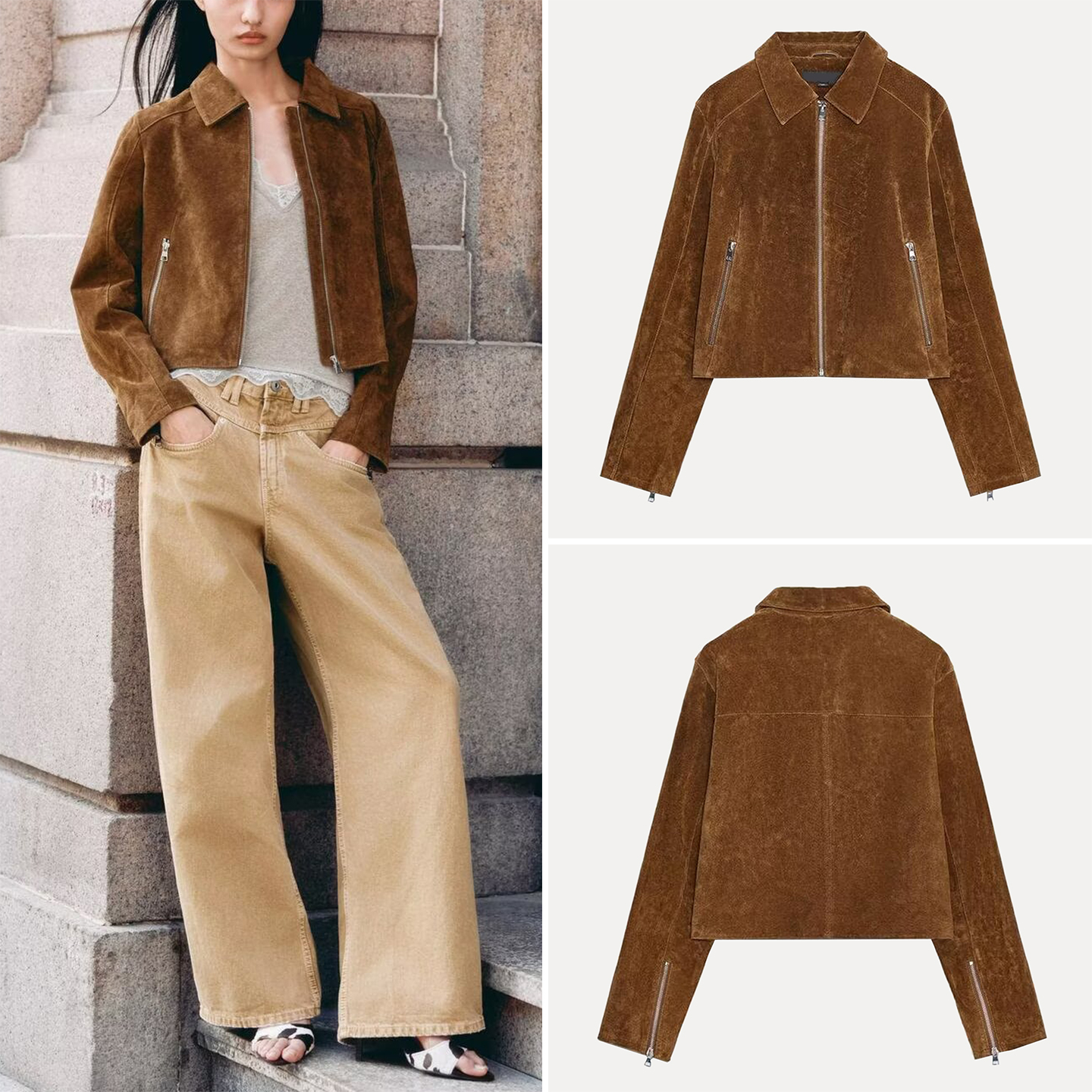 Jaqueta Fena Curta de Couro Genuíno Z 2025: Novo Estilo E e de Qualidade – Agasalho Premium para Mulheres 807...