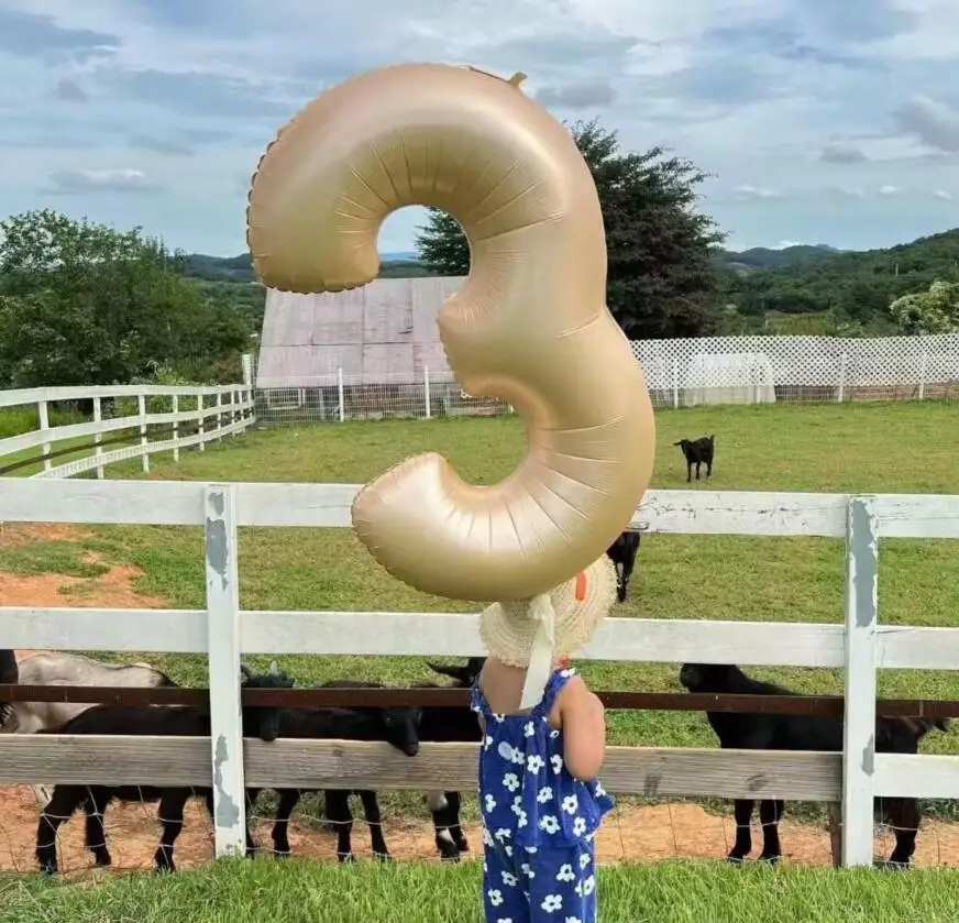 Palloncini con numero di colore crema da 32/40 pollici 1-9 grande lamina digitale palla di elio ragazza bambini adulto buon compleanno decorazione della festa di nozze