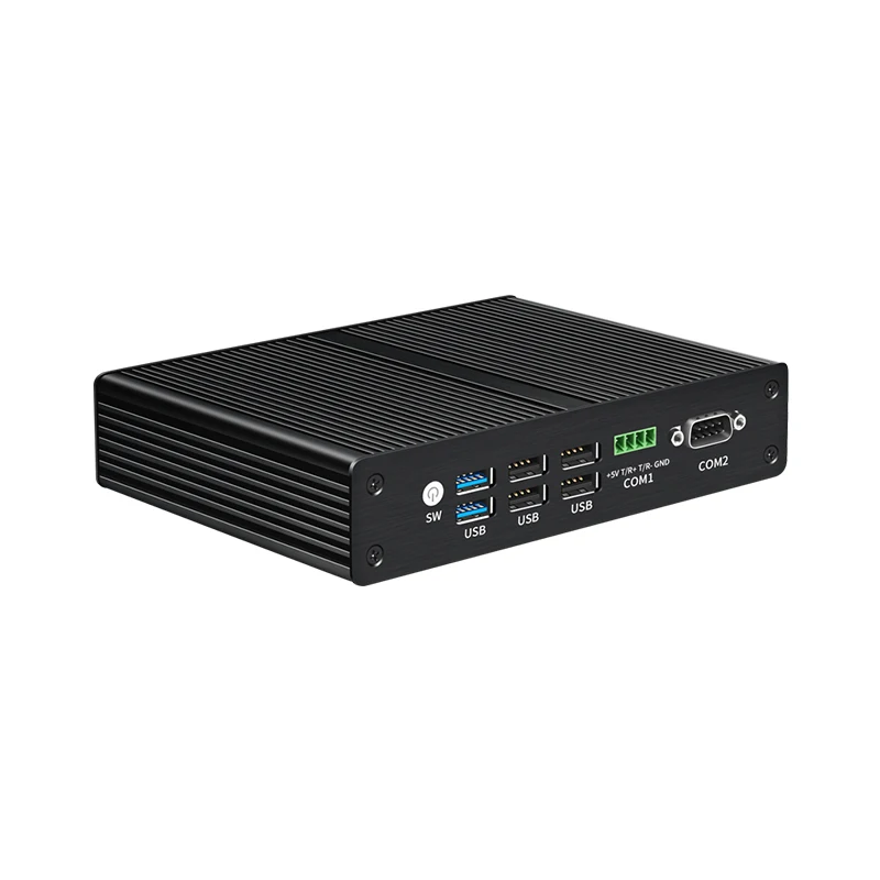 Fanless Industarial Mini PC Intel N100 4x 2.5G Ethernet RS485 RS232 6x USB M.2 Slot Expansion Windows Linux OpenWrt RouterOS