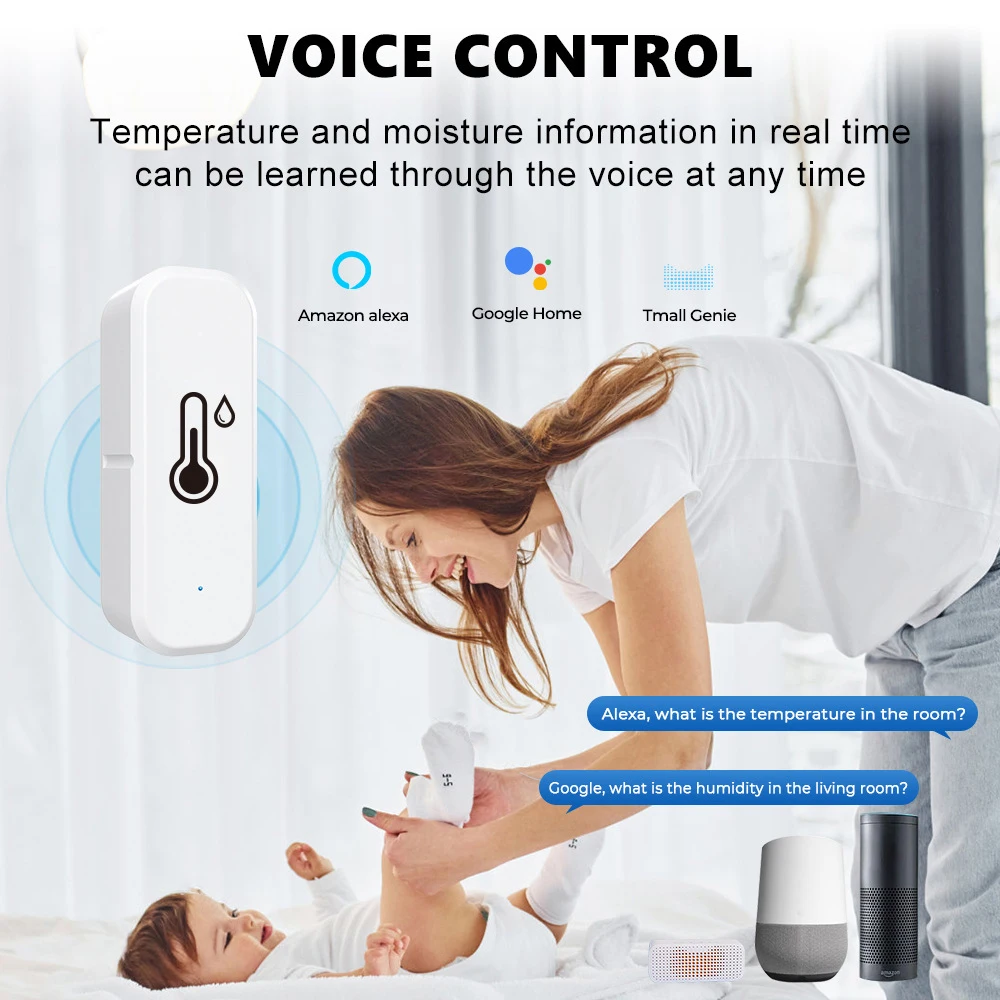 Tuya ZigBee WiFi Temperature and Humidity Sensor Smart Life APP Remote Monitor Indoor Hygrometer Works with Alexa Google Home