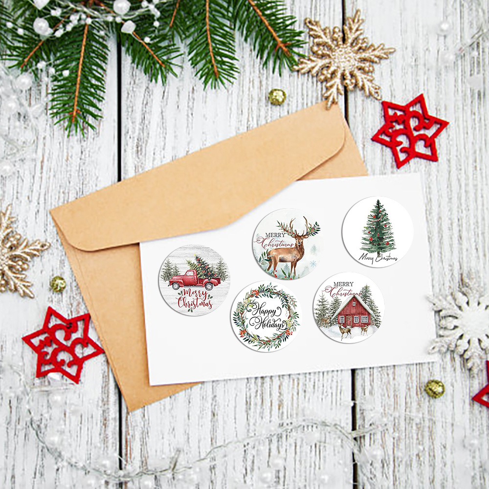 500 pçs 1 polegada adesivos de natal para envelope redondo feliz natal adesivos 8 projetos presente de natal decoração adesivos