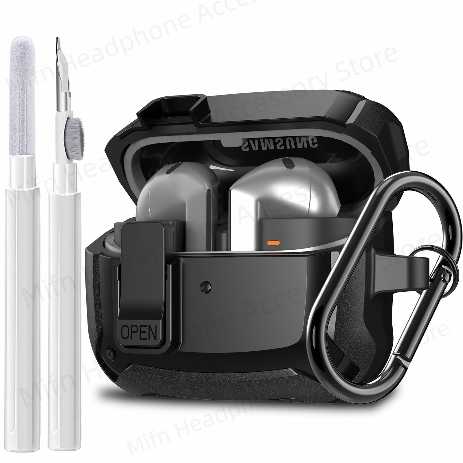 2024 [2-in-1] Rüstungshülle für Samsung Galaxy Buds 3/Galaxy Buds3 Pro Secure Lock Cover Buds3 Pro Cover mit Reinigungsset für Männer