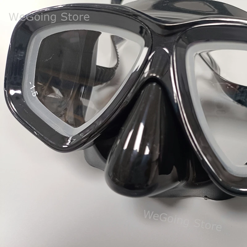 Tempered Glass Diving Goggles with Prescription Lens Corrective Swim Mask with Power Ranges from -1.5 to -8.0 for Short Sighted