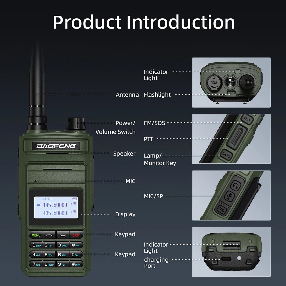 Baofeng talkie-walkie P15UV bande aérienne FM/AM longue portée sans fil fréquence de copie NOAA multi-bande Radio bidirectionnelle type-c radios jambon