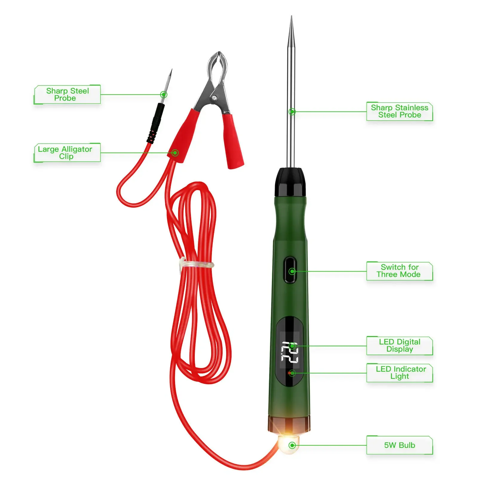 JDiag P50 probador de circuito eléctrico de coche sonda 5V-30V pantalla Digital pluma de prueba de circuito probador de circuito de coche pluma de prueba de voltaje de lámpara