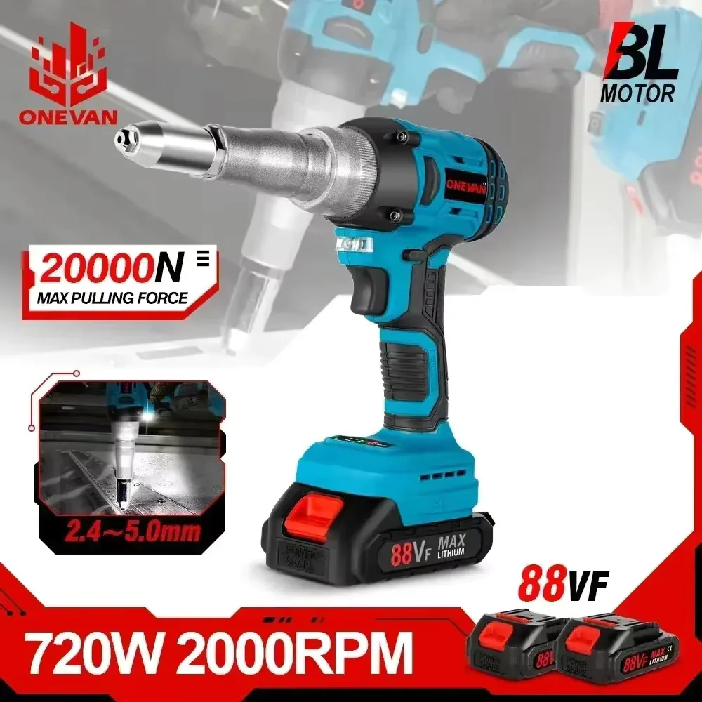 20000N Không Chổi Than Điện Đinh Tán Súng 2.4-5.0Mm Không Dây Đinh Tán Hạt Súng Máy Khoan Lắp Tự Động Tán Đinh Công Cụ Makita pin 18V