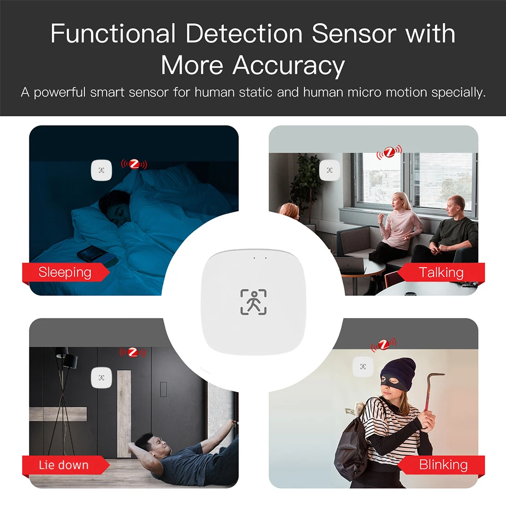 Wifi/zigbee 5.8/24g mmwave radar sensor de movimento de presença humana com detecção de luminância/distância tuya vida inteligente automação residencial