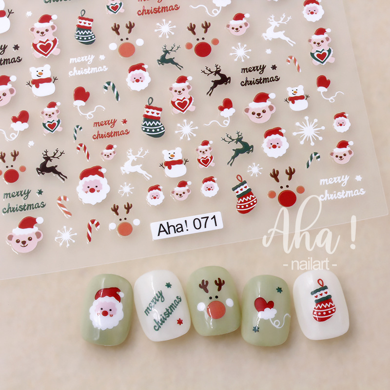 Pegatinas de uñas de ambiente navideño de invierno, muñeco de nieve, copo de nieve, Wapiti, autoadhesivas, pegatinas bonitas de alta calidad para decoración de uñas