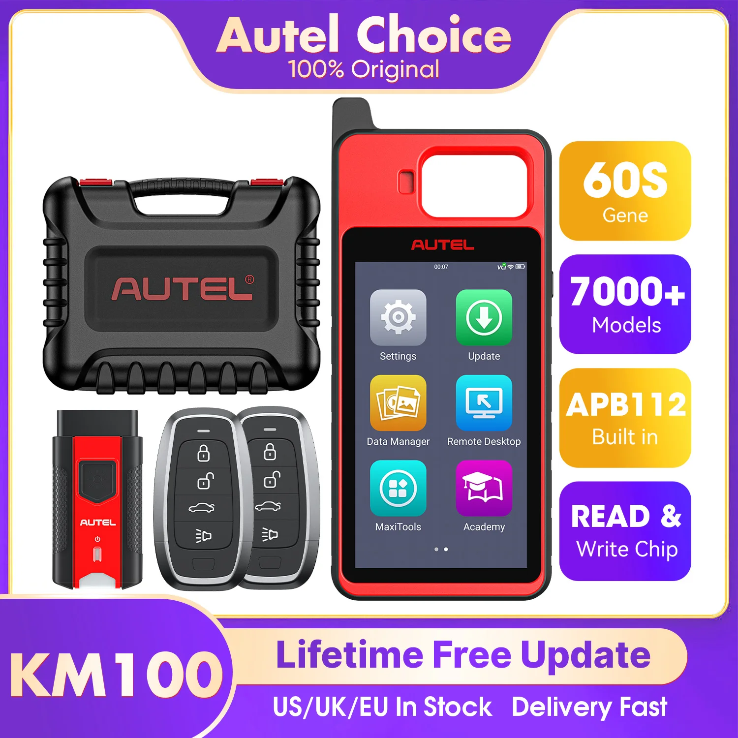 Autel-Générateur de clé intelligent universel KM100 KM100X, programmeur de clé à distance, outil d'immobilisation, mise à jour gratuite à vie, PK IM508, IM608, Livraison rapide depuis l'entrepôt européen