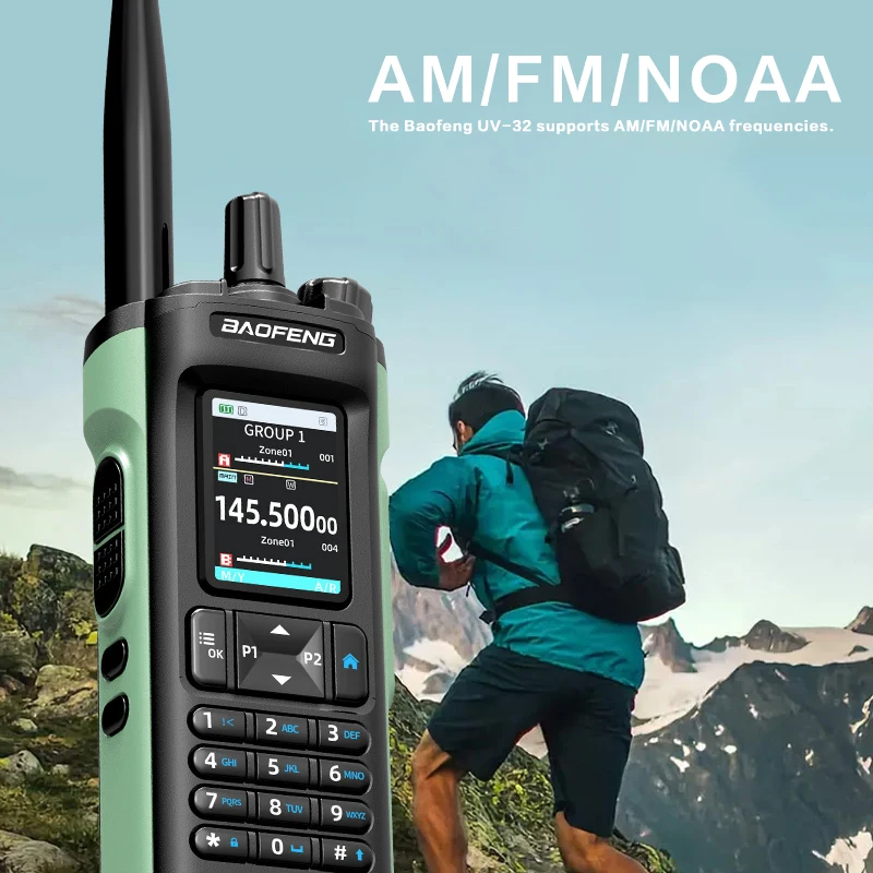Nuevo BAOFENG UV-32 Walkie Talkie GPS 10W Bluetooth aplicación programación multibanda copia inalámbrica frecuencia tipo C UV32 Ham Radio bidireccional