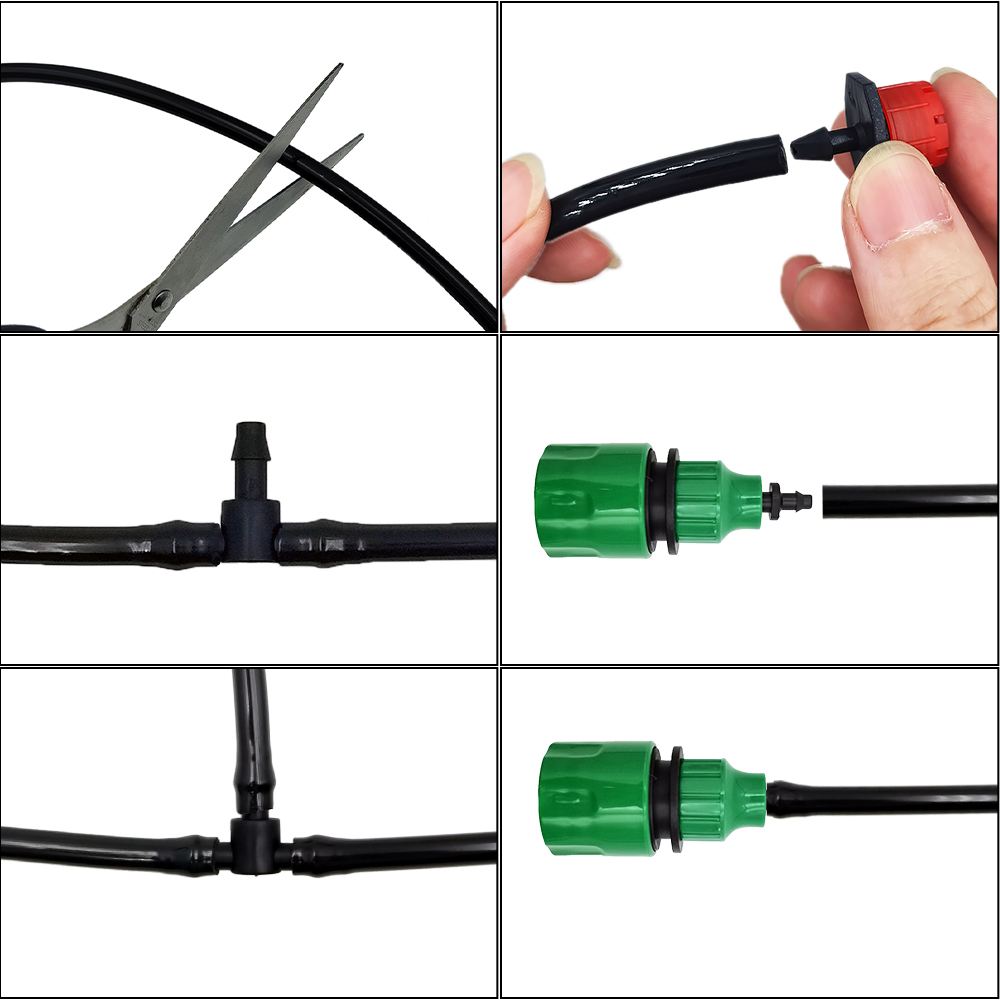 5–50 m DIY 4/7 mm PVC-Gartenbewässerung, Gartenschlauch, Mikrobewässerungsrohr, Tropfbewässerungssets mit verstellbaren Tropfern, Stanzwerkzeug
