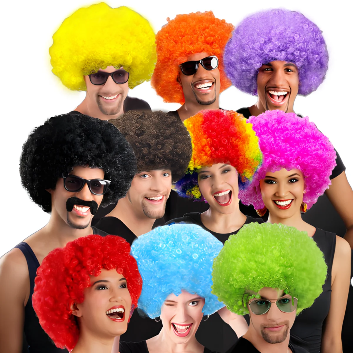 Peruca Afro Puff para Cosplay, Festa Anime, Natal, Halloween, Fantasia, Giro, Anos 80
