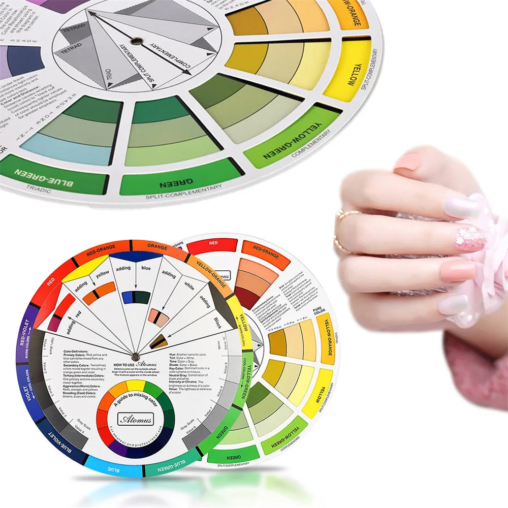 Rueda de colores para tatuaje, suministros de tarjetas de papel de pigmento, guía de mezcla de tres niveles, círculo Central giratorio, accesorios para tatuaje, 12/18 colores