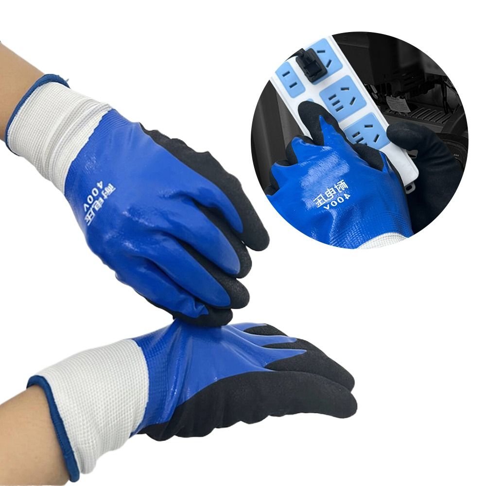Guantes aislantes para electricista, color azul, resistente al voltaje, 400V, alta elasticidad, pantalla táctil, protección de seguridad