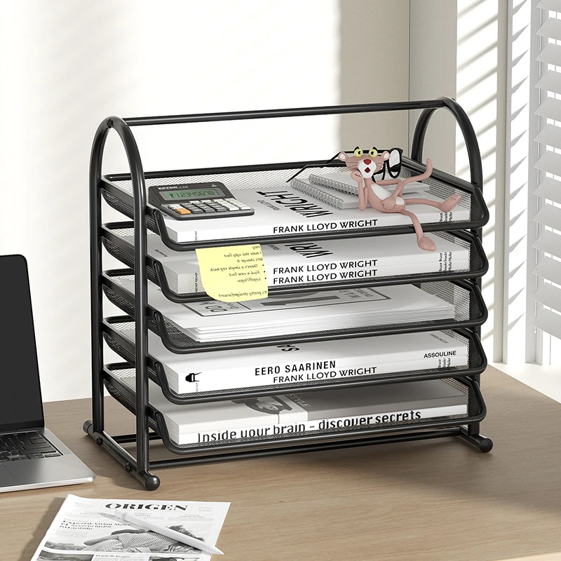 Organizzatori da scrivania in rete a 3 livelli, organizer per forniture per ufficio, vassoio organizer da scrivania, archiviazione file, vassoio carta a rete, vassoio organizer file