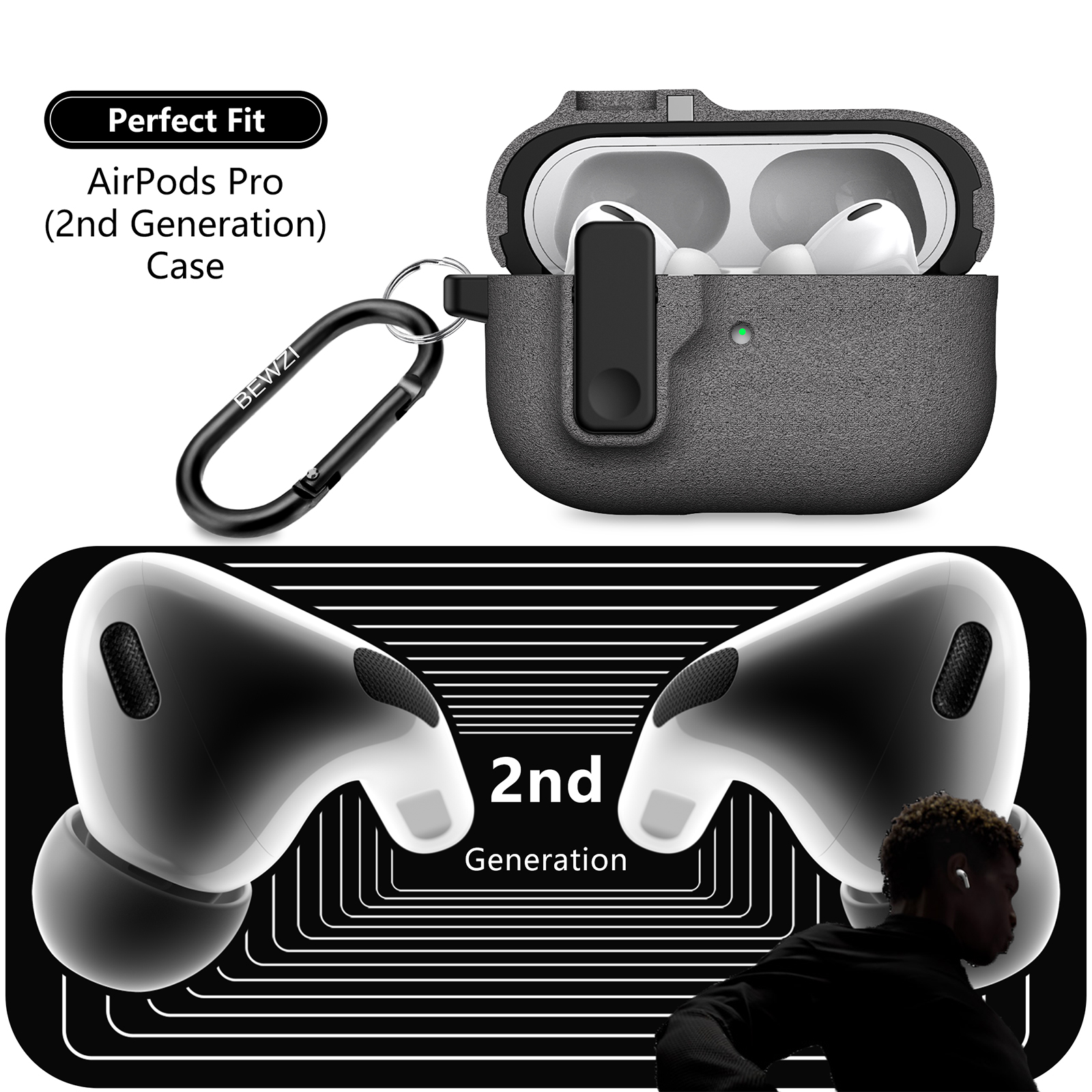 Schutzhülle für Airpods Pro 2, Drucktastenschalter, magnetischer Pop-open-Deckel für Airpods Pro 2. Generation