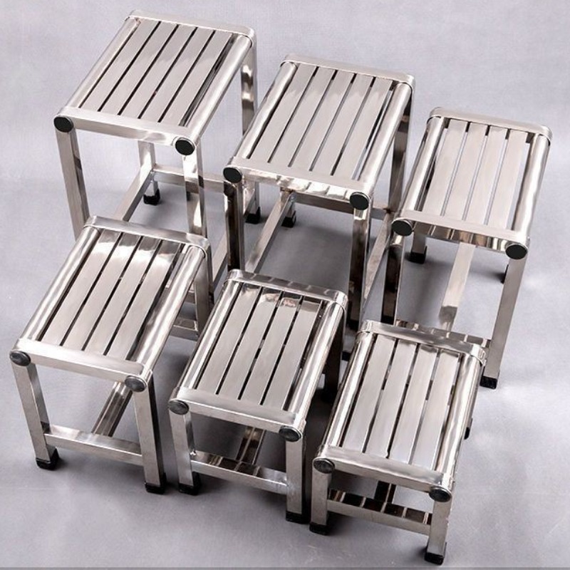 Taburete grueso de acero inoxidable para recoger verduras, taburete bajo impermeable de acero inoxidable, banco de baño para el hogar