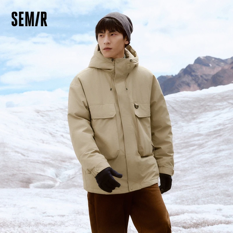 Semir Daunenjacke für Herren, winddicht, wasserdicht, ölfleckenabweisend, 2025, Winter, neuer lockerer Kapuzen-Arbeitskleidung, dicker Mantel