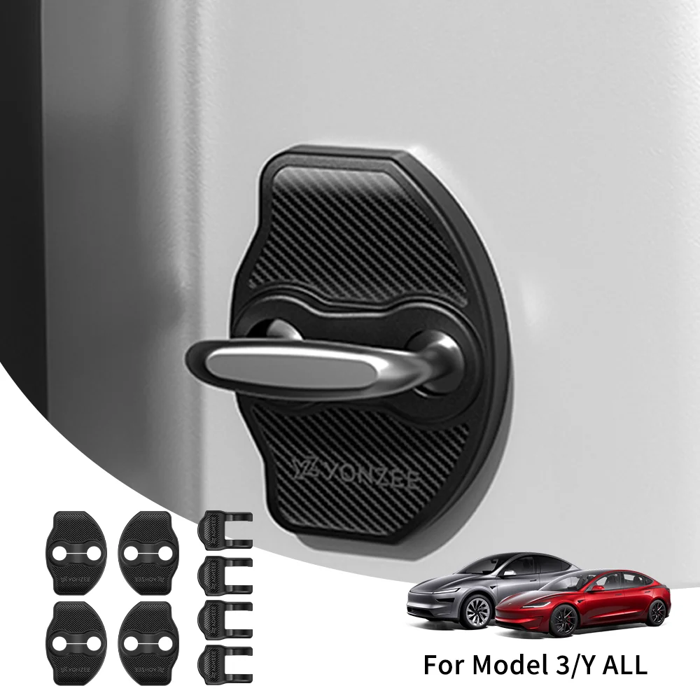 YZ для Tesla Model 3/Y Highland Juniper, амортизатор двери автомобиля, легко собрать, защита дверного замка автомобиля, имитация углеродного волокна