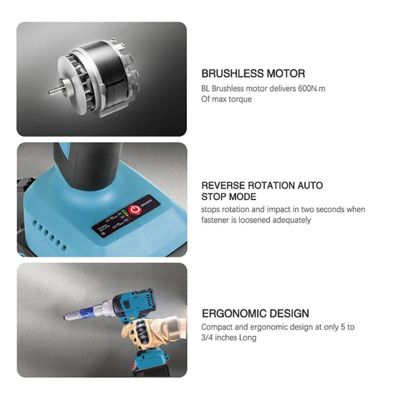 Cordless Electric Riveter Gun Brushless Screwdriver Applicable Rivet 2.4-4.8mm Riveting Tool for Makita 18V Battery (No Battery)