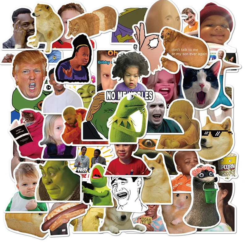 50/100PCS Funny Meme Stickers Graffiti Decals for Laptop Phone Case Notebook Water Bottle DIY Decor Waterproof Sticker Toy