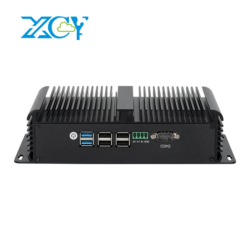 Mini PC Industrial Fanless, Intel N100, 4x2.5G, Ethernet 2x Portas Seriais, RS485, RS232, DB9, 6x USB, Wi-Fi, Suporta Windows, Linux OpenWrt