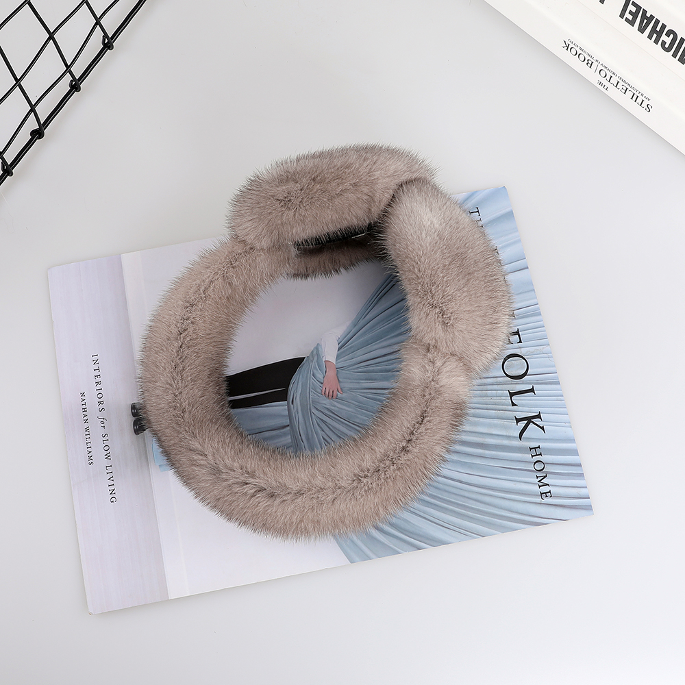 Orejeras de piel de visón auténtica cálidas de invierno de lujo para mujer, orejeras para niñas, orejeras con mufla, protección contra el frío al aire libre