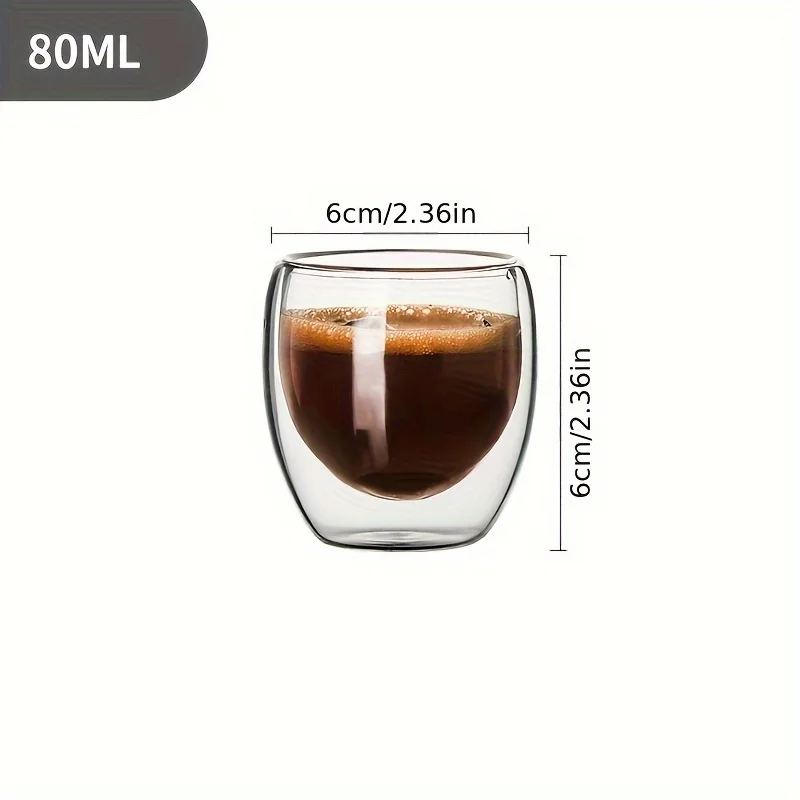 6 Stück doppelwandige Glastasse, 80 ml, niedliche Tassen, Kaffeetassen, Trinkgläser für Getränke, personalisierte Tasse, Bier, Teetassen-Set