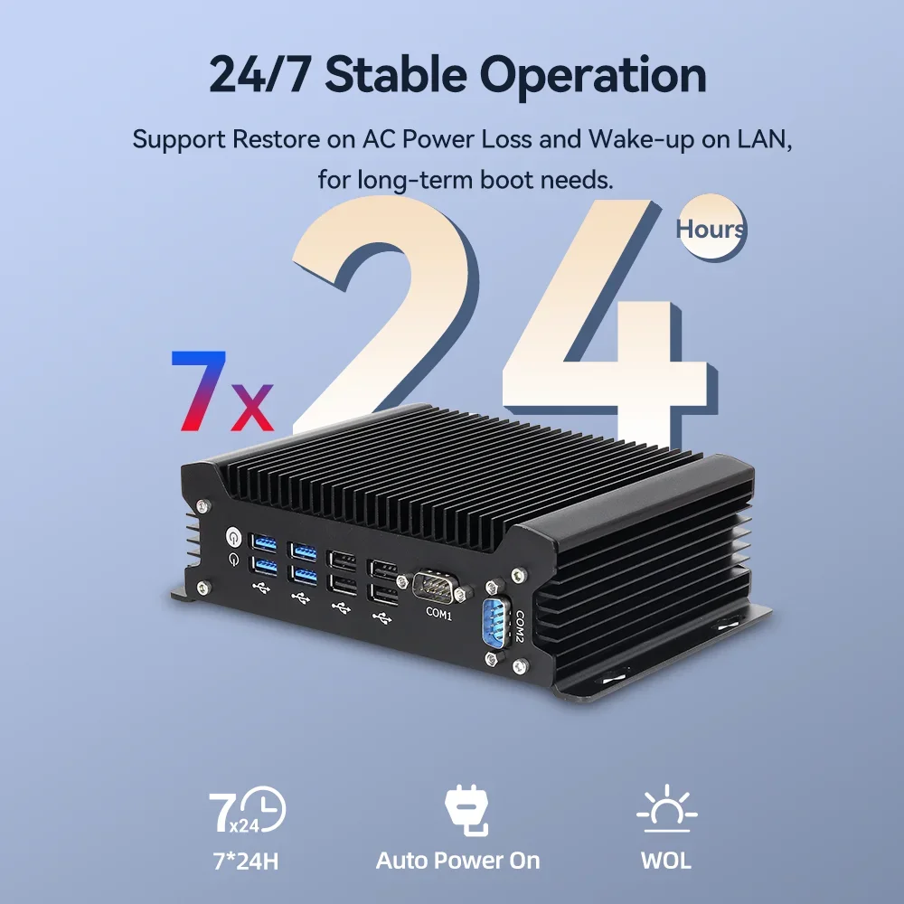 IPC Fanless Industrial IoT Mini PC i5-1235U i5-1335U DDR5 2x LAN 2x COM RS232 8x USB Support 4G LTE SIM WiFi Windows Linux