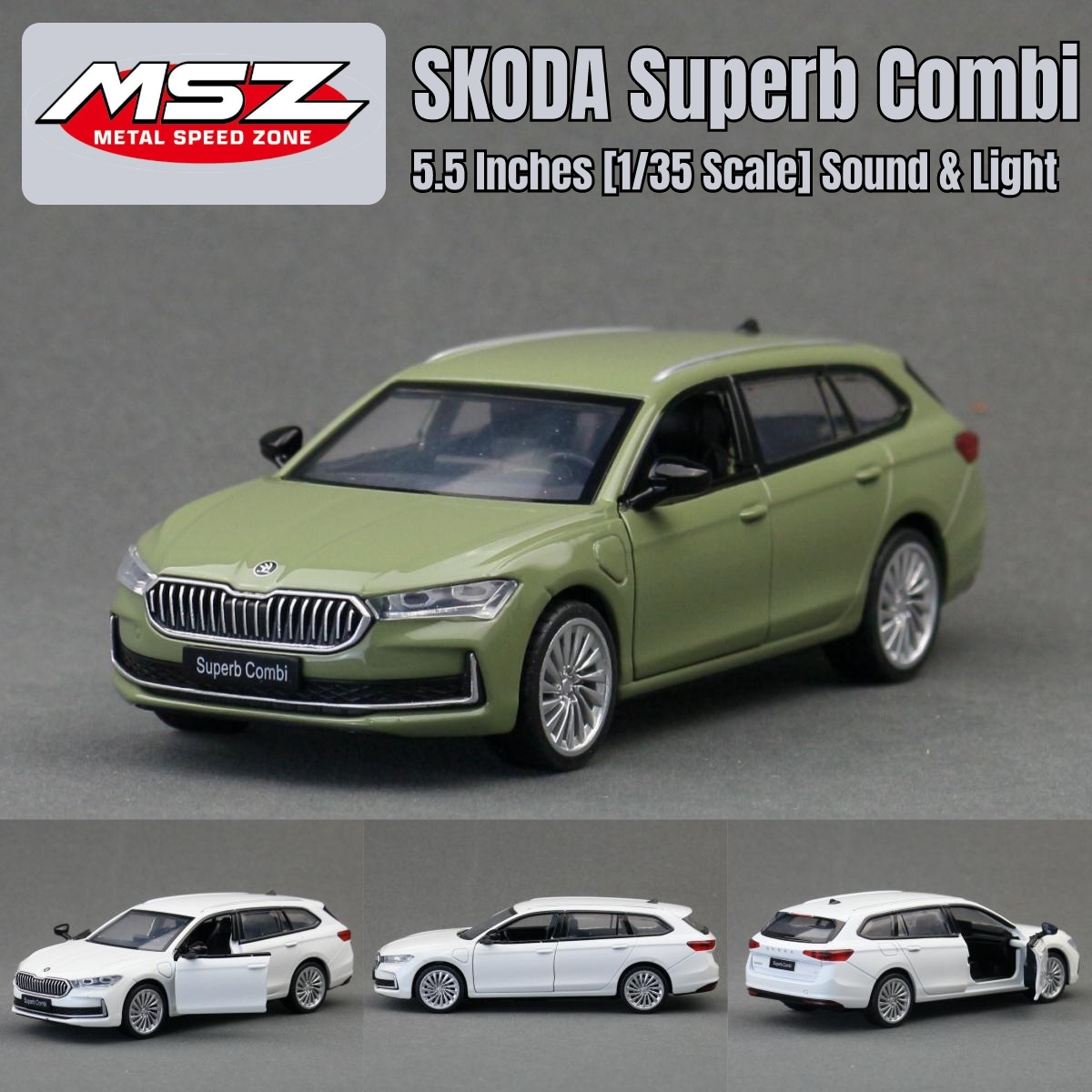 1/35 Skoda Superb Combi Sedan Игрушечная модель автомобиля MSZ Литой под давлением металлический миниатюрный откатной звук и свет Коллекция Goft для детей и мальчиков