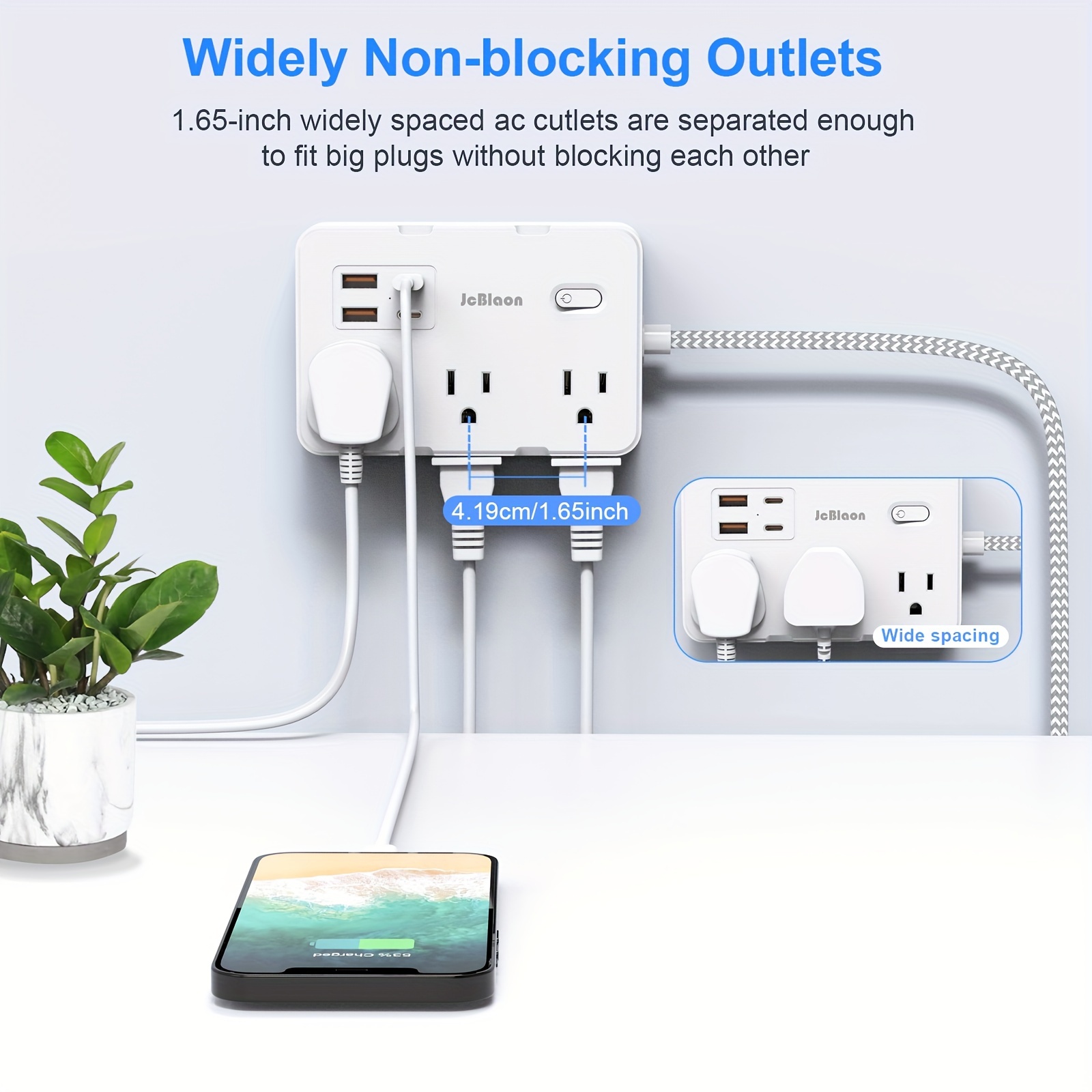 Eua plug ac tomada multiprise power strip trançado cabo de extensão casa inteligente tomada elétrica filtro de rede usb tipo-c carregamento