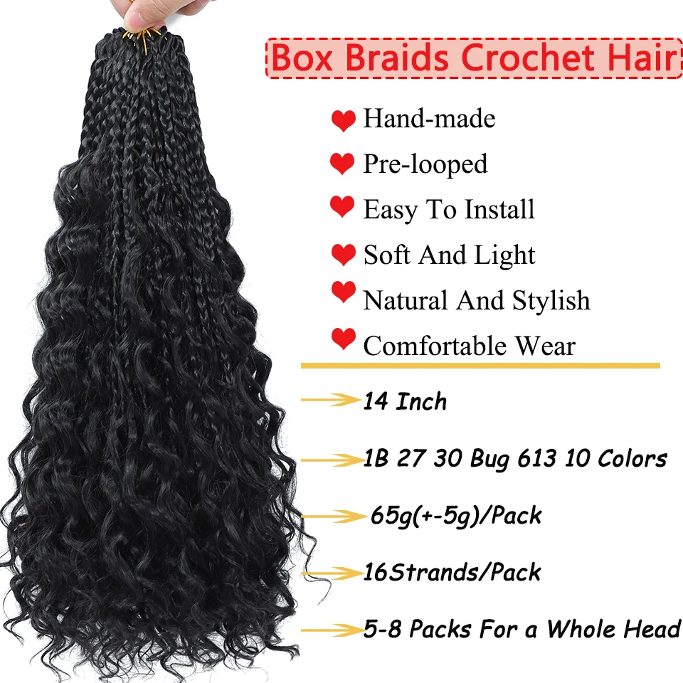 1–6 Packungen Ombre Box Braids Häkelzöpfe Lockige Enden 1B 30 27 613 Bug 10 Farben Goddess Box Braids Häkelhaar 16 Stränge/Packung