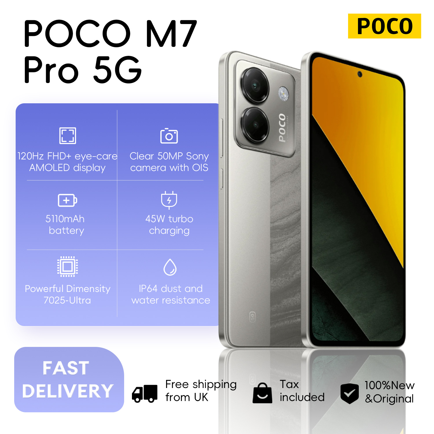 Global Version POCO M7 Pro 5G Smartphone Dimensity 7025-Ultra 50MP Sony camera with OIS 120Hz AMOLED Display 5110mAh Battery NFC