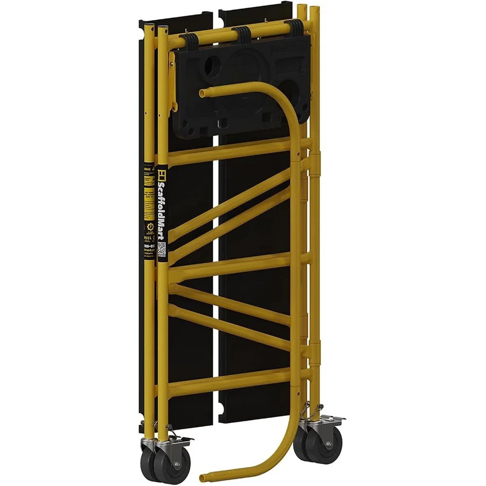 Utility Scaffold 4ft Quick Setup with Tool Shelf Enhanced Mobility Double Locking Casters Durable Steel Construction Heavy Duty