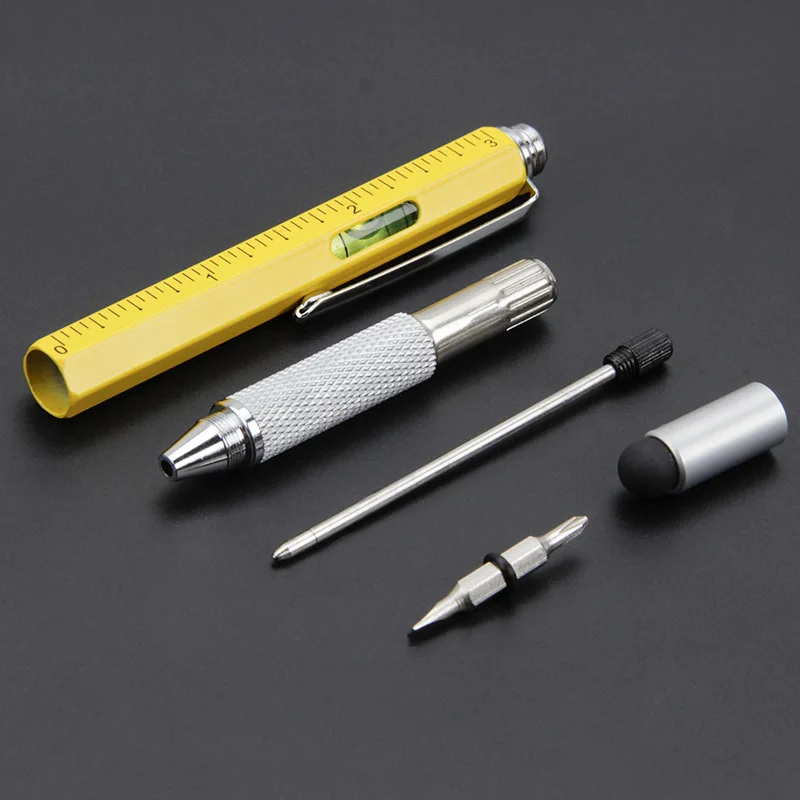 7 In1 Tiết Cầm Tay Bút Bi Dụng Cụ Đa Chức Năng Đo Kỹ Thuật Thước Vít Stylus Màn Hình Cảm Ứng Mức Độ Tinh Thần
