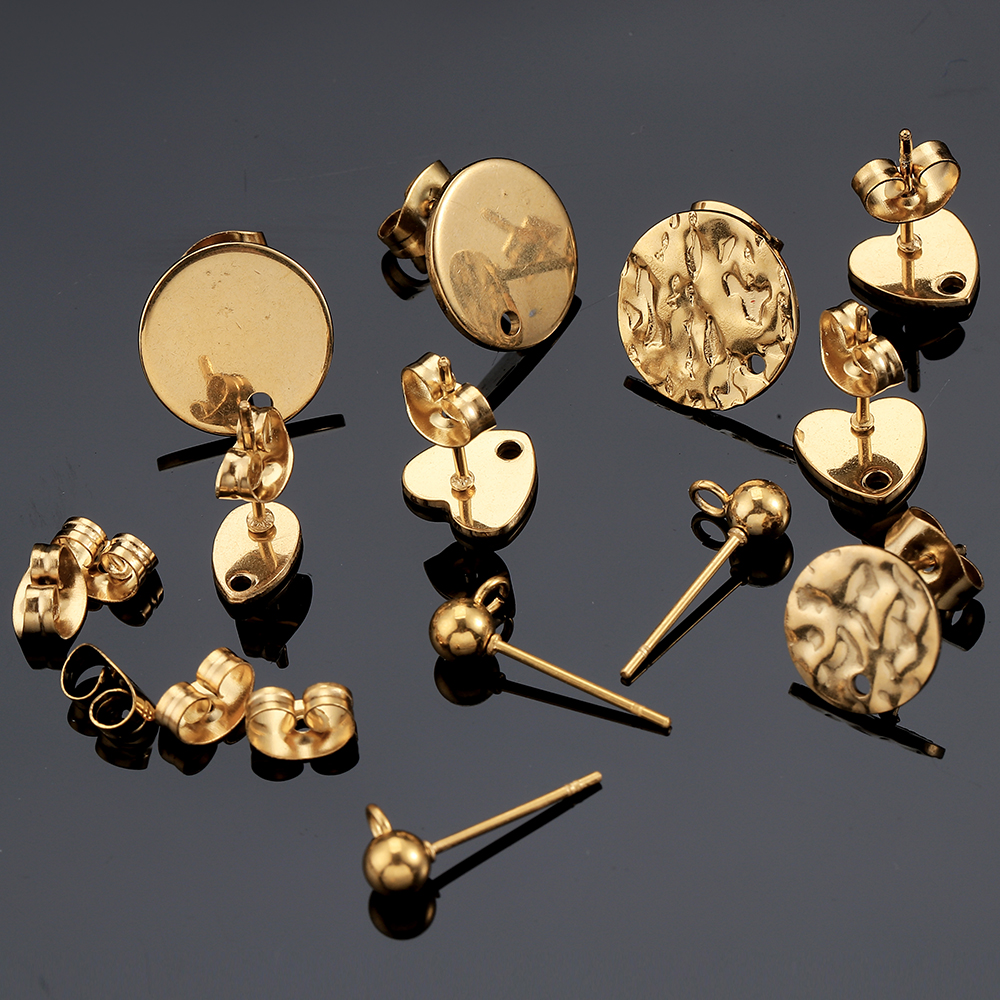 Не выцветает, 10 шт., пустые серьги-гвоздики из нержавеющей стали, базовые булавки с заглушкой для сережек, задняя часть для изготовления ювелирных изделий, принадлежности для самостоятельного изготовления