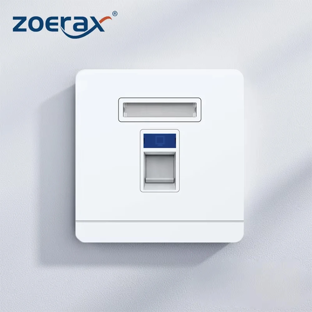 Розетка сетевая ZoeRax RJ45 стандарта Ethernet, одиночная/двойная стандартная плоская настенная пластина для сетевого кабеля CAT6/CAT5E/CAT5, 1 шт.