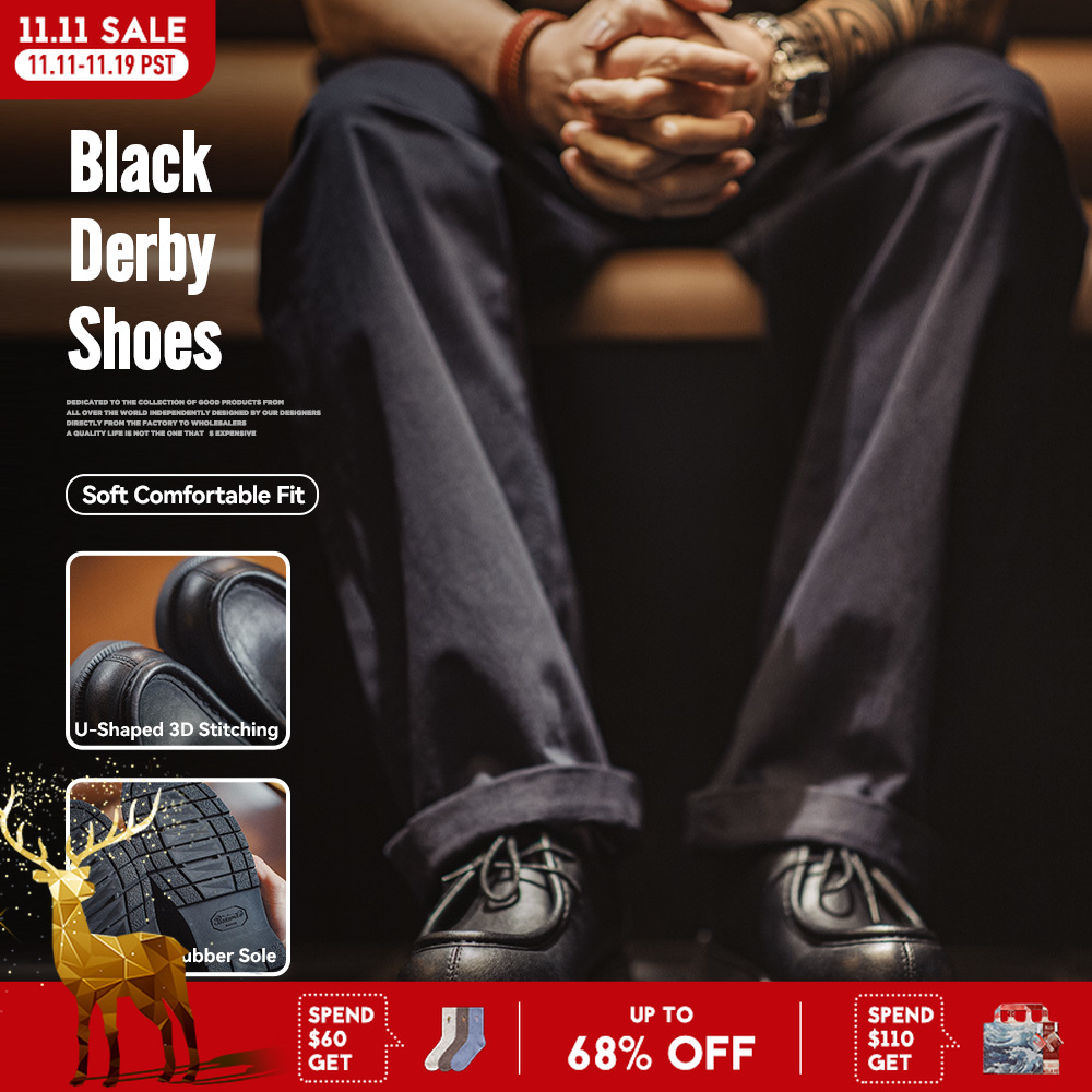 Мужские винтажные черные туфли дерби Maden, кожаные лоферы на шнуровке с круглым носком, черные офисные туфли с низким берцем в британском стиле для бизнеса