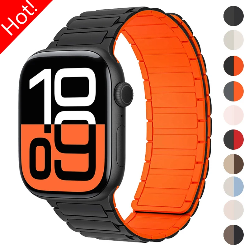 Magnetic Band for Apple Watch Ultra 2 49mm 46mm 42mm 45mm 44mm 40mm 41mm Silicone Strap IWatch Series 10 9 8 7 6 SE 5 4 Bracelet