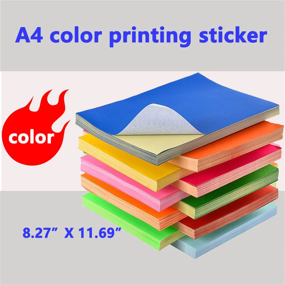 10 fogli di carta adesiva colorata A4, stampante laser a getto d'inchiostro, fotocopiatrice, carta artigianale, etichetta autoadesiva colorata, superficie opaca, carta colorata
