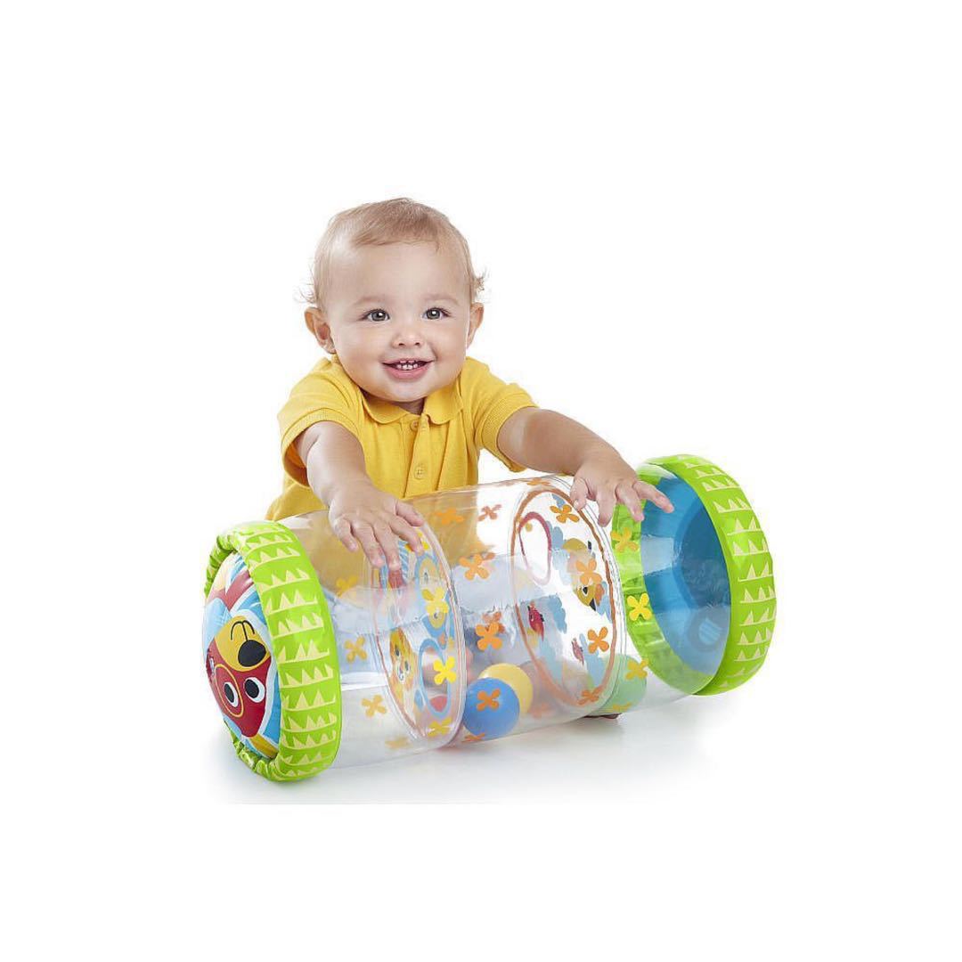 Rodillo inflable para gatear para bebé, juguetes con bolas sonajero de PVC para niños pequeños, juguetes educativos para edades tempranas, rodillo de aprendizaje para gatear