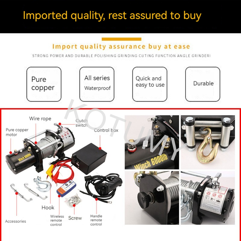 차량 자체 구조 오프로드 윈치, 차량 크레인 3000 Lbs 핸들용 전기 윈치, 3000 lbs, 12V, 24V, 48V, 60V