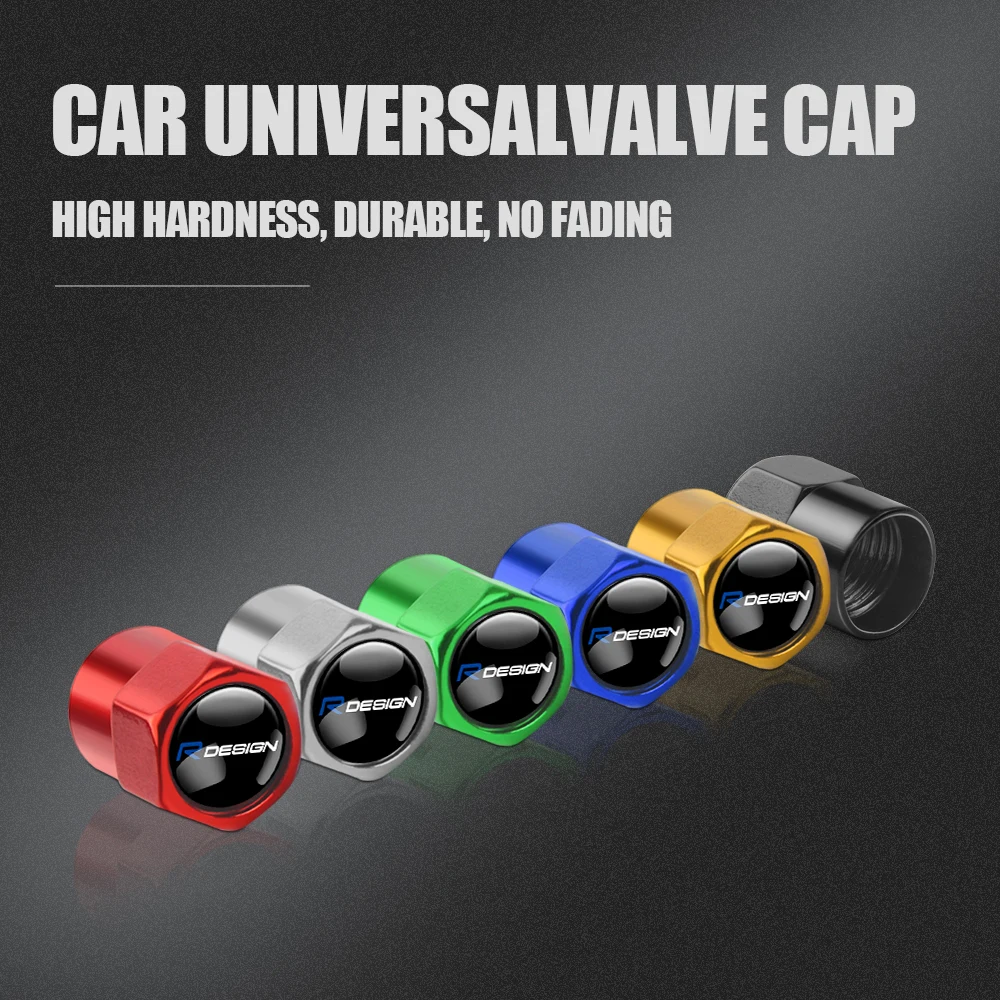 4 Uds insignias de coche tapas de vástago de válvula de neumático cubiertas accesorios de automóvil para Volvo R Design Xc60 V60 S60 V40 V50 S40 S80 C30 Xc40 Xc70