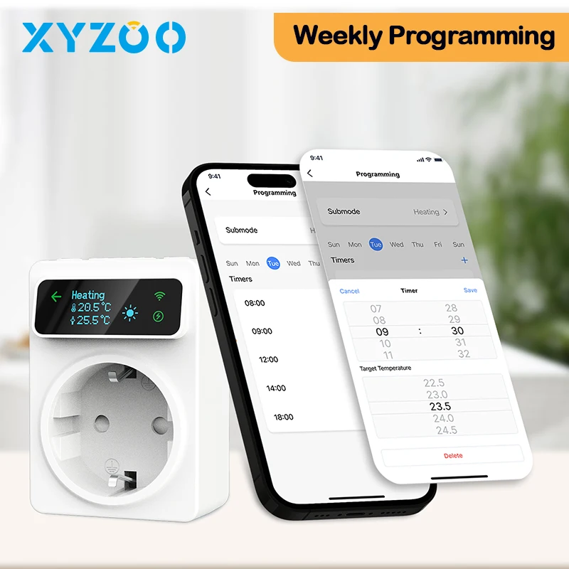 WiFi Tuya สมาร์ทซ็อกเก็ตเทอร์โม 220V อุณหภูมิเครื่องทําความร้อนชั้น Cooling Thermostat สนับสนุนเสียง Alexa Google Home
