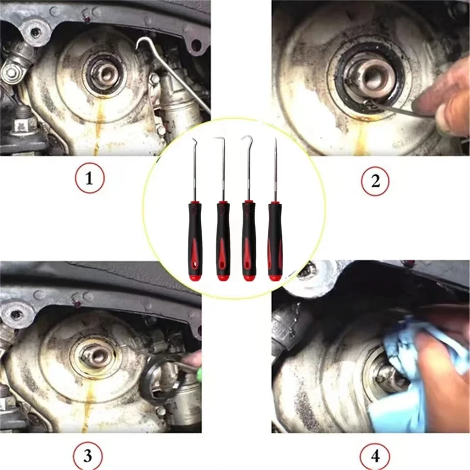 4PCS รถยนต์ซีลน้ํามันไขควงชุด O-Ring Seal ปะเก็น PULLER Remover Pick Hooks เครื่องมือทนทาน
