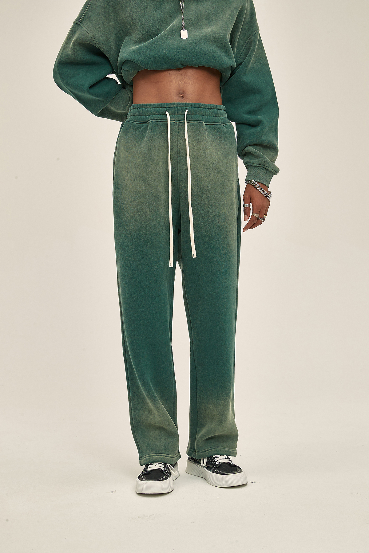Pantalones de chándal de segunda mano para hombre, con efecto Spray dye