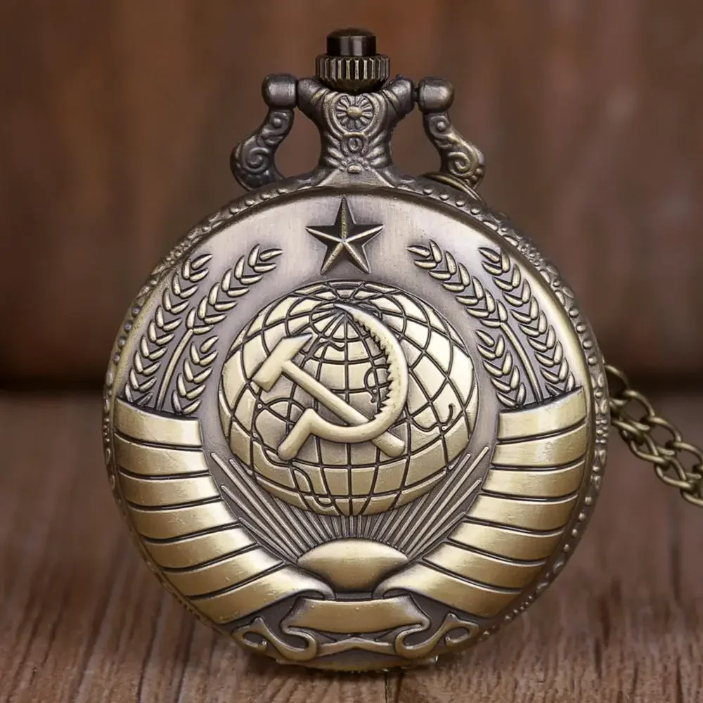 Vintage USSR Sovjet-badges sikkelhamer zakhorloge ketting bronzen hanger ketting klok mode embleem vrouwen mannen cadeau